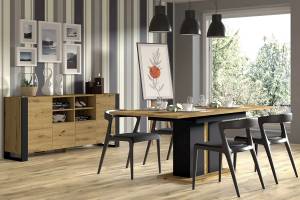 Kommode MONDI 188x40x84 Beige - Schwarz - Holzwerkstoff - Kunststoff - 188 x 84 x 40 cm