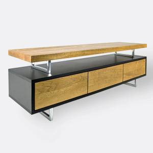 Fernsehrschrank Eichenholz NESCA II Braun - Massivholz - Holzart/Dekor - 135 x 45 x 40 cm