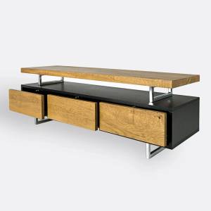 Fernsehrschrank Eichenholz NESCA II Braun - Massivholz - Holzart/Dekor - 135 x 45 x 40 cm