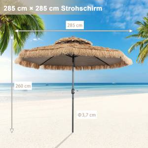 Sonnenschirm Hawaii 285 cm, Strohschirm Braun - Kunststoff - 285 x 260 x 285 cm