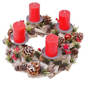 Adventskranz HWC-H50 Holz mit Kerzen rot