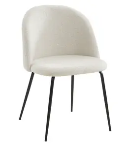 Chaise en tissu bouclette et métal ecru