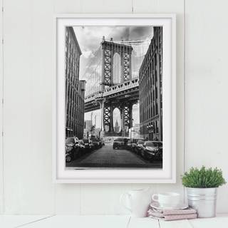 Bild Manhattan Bridge in America II Kiefer teilmassiv - Weiß - 50 x 70 cm