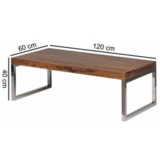 Tavolino da salotto Gründau Legno massello di Sheesham / Ferro - Marrone scuro / Argento