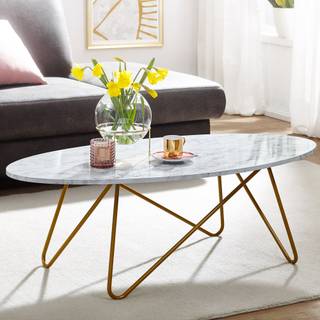 Tavolino da salotto Mirow MDF / Ferro - Bianco / Oro