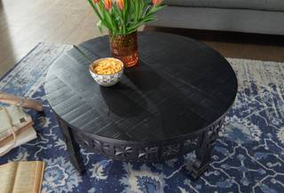 Tavolino da salotto Waren Legno massello di mango - Nero - 80 x 80 cm