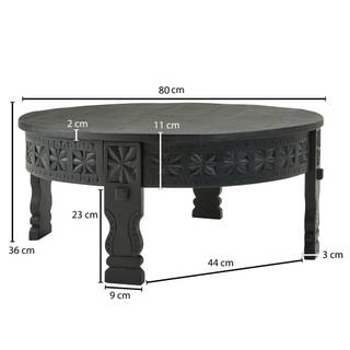 Tavolino da salotto Waren Legno massello di mango - Nero - 80 x 80 cm
