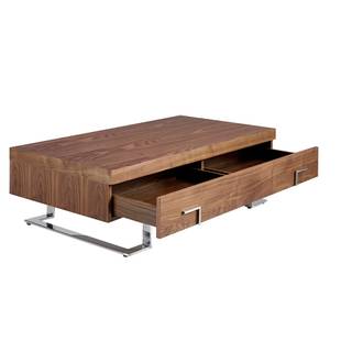Couchtisch aus Nussbaum und Stahl Braun - Holzwerkstoff - 130 x 39 x 68 cm