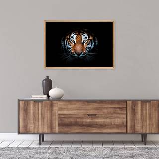 Tableau mural mat encadré regard tigre Orange - Bois manufacturé - 65 x 97 x 3 cm