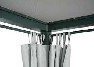 Lounge-Gartenliege HWC-J66 mit Plane Grau - Metall - Textil - 205 x 208 x 190 cm