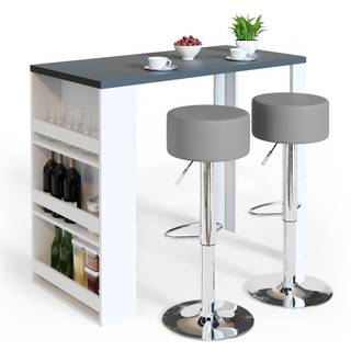 Bartisch Grau - Weiß - Holz teilmassiv - 57 x 106 x 117 cm