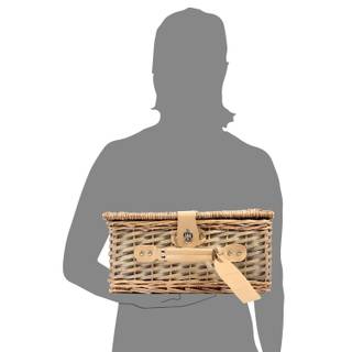 SÄNGER 13-tlg. Picknickkorb Amrum Beige - Naturfaser - 26 x 19 x 38 cm