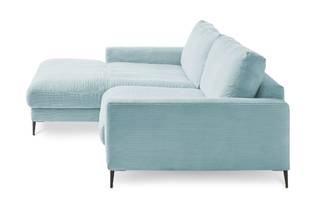 Ecksofa CARA Cord KAWOLA Ecksofa CARA Sofa Recamiere links Cord hellblau - Hellblau - Ecke davorstehend links