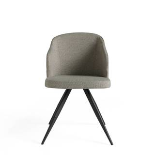 Chaise en tissu avec pieds en acier noir Noir - Gris - Textile - 48 x 82 x 57 cm