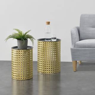 Lot de 2 Tables Basses Theux Rondes Doré - Métal - 30 x 41 x 30 cm
