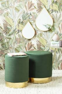 Sitzpouf Beau Grün - Metall - Kunststoff - Textil - Holz teilmassiv - Naturfaser - 38 x 38 x 38 cm