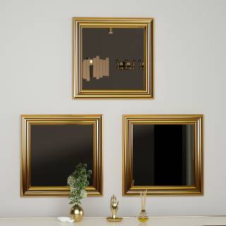 Spiegel Otto 3er Gold Gold - Glas - 40 x 40 x 2 cm