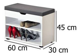 Schuhschrank mit Sitz Weiß - Holzwerkstoff - 60 x 45 x 30 cm