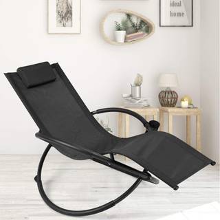 Schaukelliege Liegestuhl Outdoor Schwarz - Metall - 144 x 85 x 74 cm