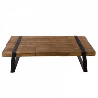 Table basse rectangulaire Marron - Bois massif - 71 x 35 x 140 cm