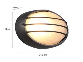 Außen Gitter Wandlampe Black Oval klein 21 x 14 x 10 cm