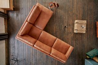 Ecksofa VILNIUS 3-Sitzer Kunstleder KAWOLA Ecksofa VILNIUS 3-Sitzer mit Recamiere rechts Kunstleder mit Lederanteil cognac