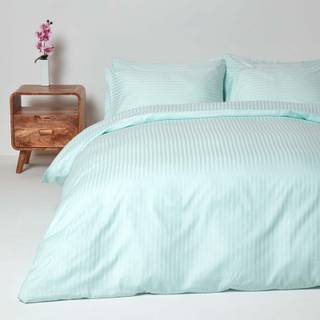 Damast Bettwäsche Fadendichte 330 100% ägyptische Baumwolle - 200 x 200 cm - Aqua Blau - Hellblau - 200 x 200 cm