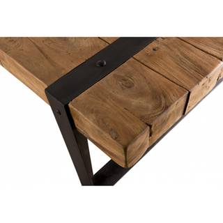 Table basse rectangulaire Marron - Bois massif - 71 x 35 x 140 cm