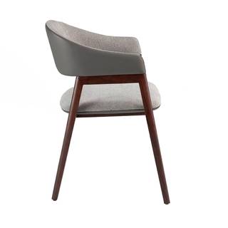 Chaise en tissu et simili cuir Gris - Marron - Cuir véritable - Textile - 55 x 79 x 58 cm