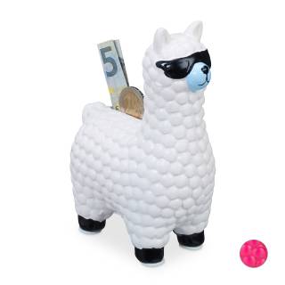 1 x Lama Spardose mit Sonnenbrille weiß 1 x Lama Spardose mit Sonnenbrille weiß - Weiß - Schwarz - Hellblau