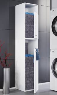 Wäscheschrank Wäschebox Dreso XXL 2f Weiß - Holzwerkstoff - 40 x 184 x 39 cm