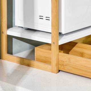 Küchenregal KCR07-WN Braun - Weiß - Holzwerkstoff - Metall - Bambus - 55 x 49 x 35 cm