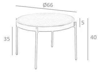Runder Couchtisch aus Rattan und Schwarz Schwarz - Rattan - Holzwerkstoff - 66 x 40 x 66 cm
