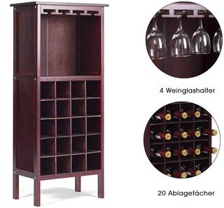 Weinschrank für 20 Flaschen Rot - Holzwerkstoff - 25 x 96 x 42 cm