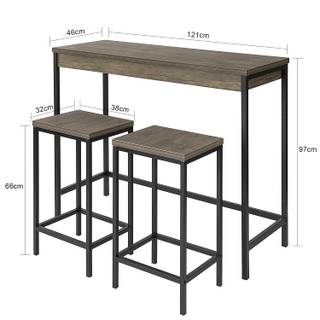 Bartisch + 2 x Hocker OGT30-N Braun - Holzwerkstoff - 121 x 97 x 46 cm