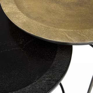 2 runde ausziehbare Beistelltische Gold - Metall - 48 x 52 x 48 cm
