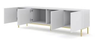 Fernsehtisch RavennaB 200x42x58 Weiß - Gold