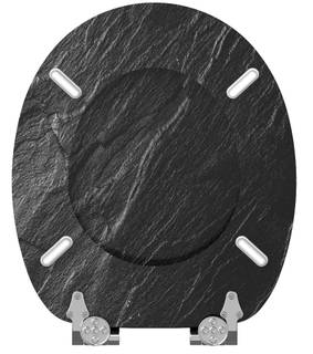 WC-Sitz mit Absenkautomatik Granit Schwarz - Holzwerkstoff - 38 x 6 x 47 cm