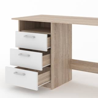 Schreibtisch „Meiko“ Weiß/Sonoma Weiß - Holz teilmassiv - 120 x 50 x 50 cm