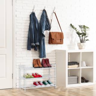 Étagère à chaussures en métal 3 niveaux Étagère à chaussures en métal 3 niveaux - Blanc