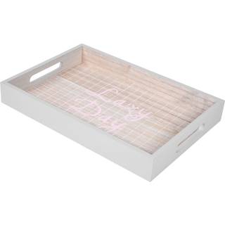 Set von 2 LAZY DAY Holztabletts, rosa Weiß - Holzwerkstoff - 10 x 4 x 30 cm