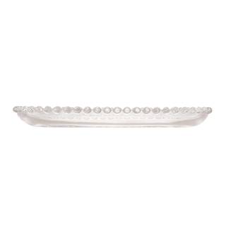 Ovaler Kristallteller mit Perlen Glas - 12 x 3 x 24 cm