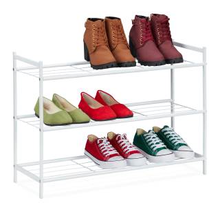Étagère à chaussures en métal 3 niveaux Étagère à chaussures en métal 3 niveaux - Blanc