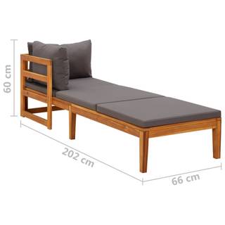 Sonnenliege 3011703-4 Grau - Massivholz - Holzart/Dekor - 66 x 60 x 202 cm