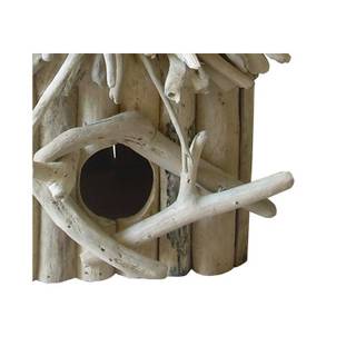 Nichoir maison à oiseaux en teck Marron - Bois massif - 25 x 26 x 25 cm