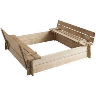 Bac à sable Papillon avec bancs intégrés Marron - Bois manufacturé - 120 x 27 x 120 cm