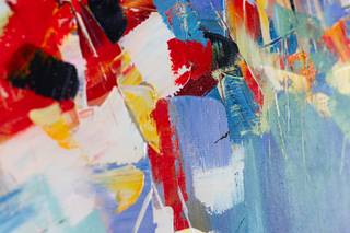 Tableau peint Somewhere in Wonderland Bleu - Textile - Bois massif - 80 x 80 x 4 cm