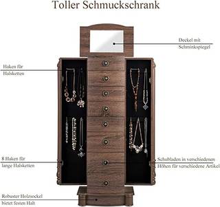 Schmuckschrank Braun - Holzwerkstoff - 23 x 98 x 37 cm