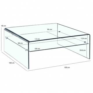 Table basse carrée verre trempé étagère Verre - 100 x 40 x 100 cm