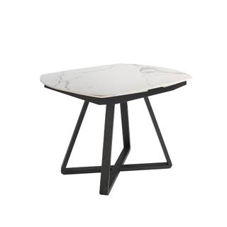 Table à manger en porcelaine et acier Noir - Porcelaine - Pierre - 120 x 77 x 90 cm